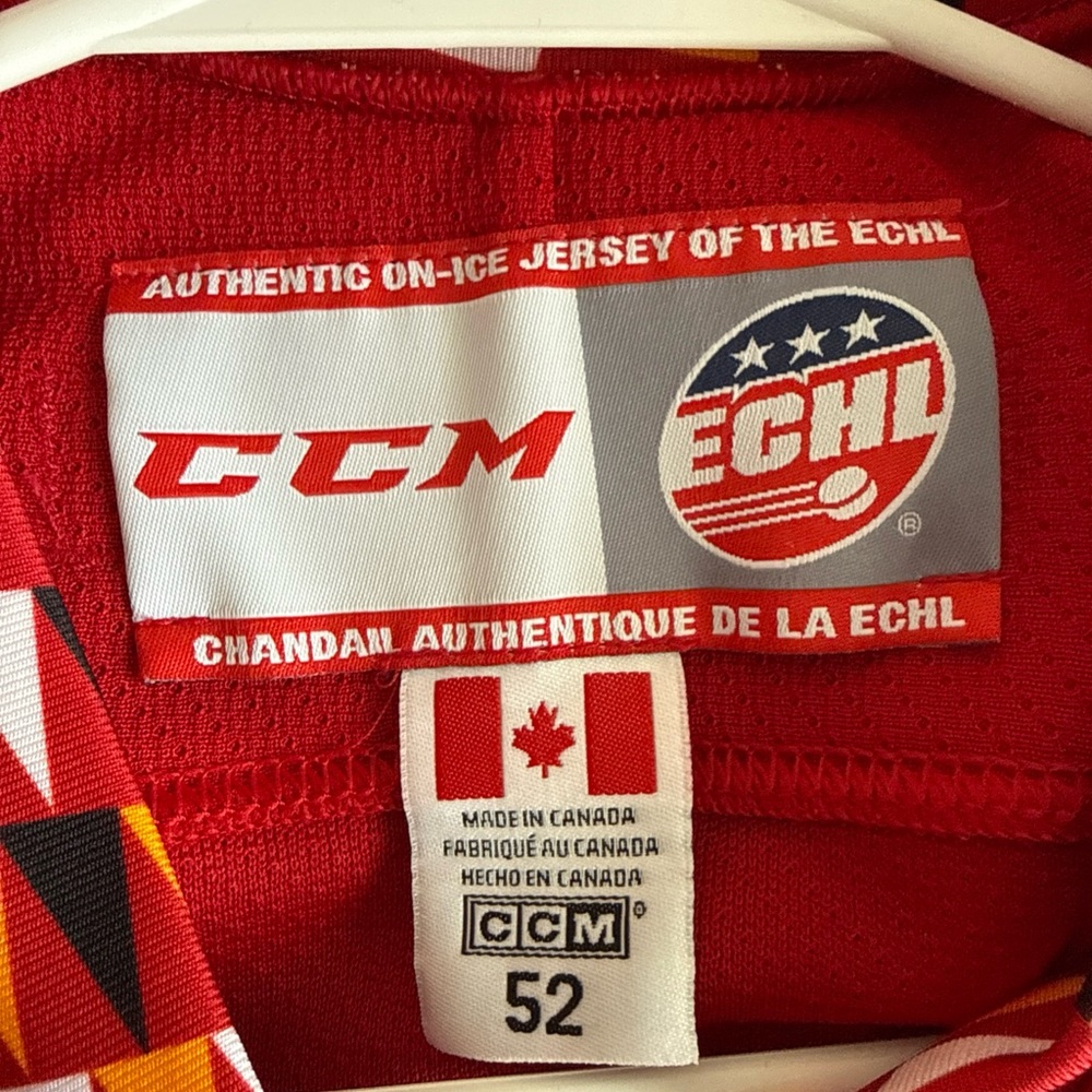 MEN’S CCM INDY FUEL ECHL AUTHENTIC HOCKEY GAME JERSEY SZ 52 - RED RARE - Picture 3 of 8